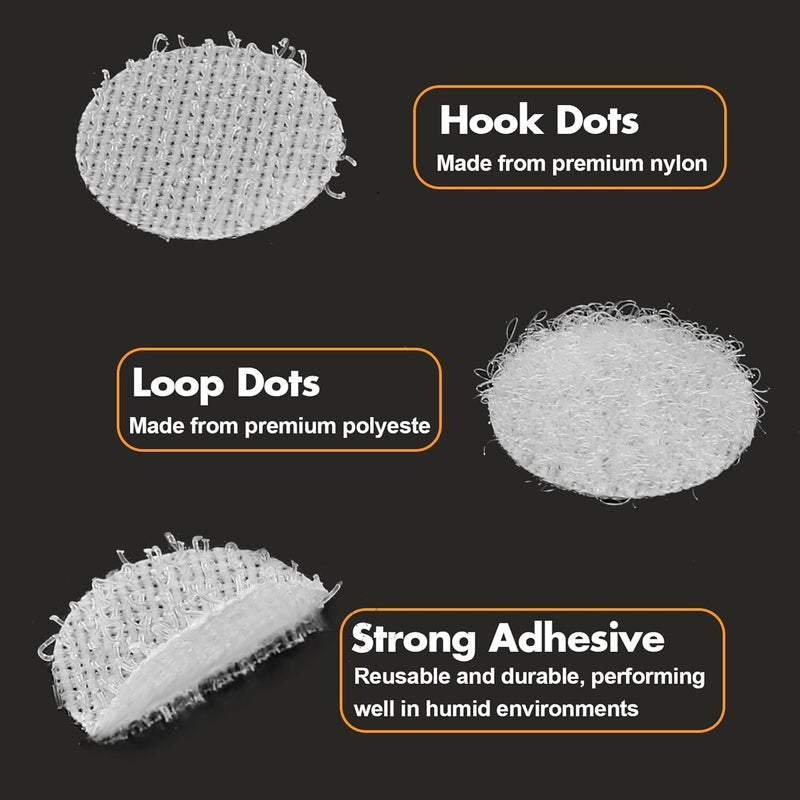 Rindion 1200PCS (600 Pairs) Hook and Loop Dots, 0.59 in Diameter Self Adhesive Dots, White Sticky Back Nylon Dots for School, Office, Home, Arts and Crafts - Image 3